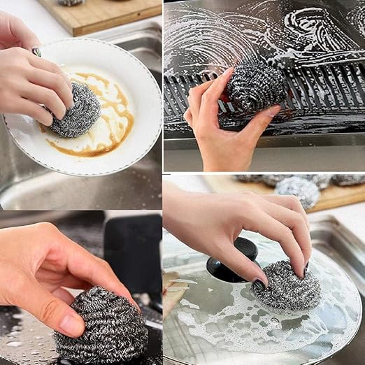 20 Pcs Steel Wool Dishing Scrubber, Steel Wool Scrubber, Kitchen Cleaning Ball, Easy to Scoure Tough Kitchen Greasy Dirt for Cleaning Dishes, Pots, Pans and Ovens