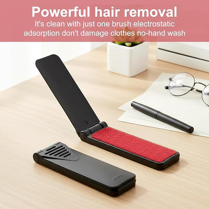 4 Pack Foldable Travel Lint Brush, Reusable Lint Brushes for Clothes, Sticky Surface Mini Travel Lints Remover, Fuzz Remover for Furniture Couch Sofa Pet Hair(Black)