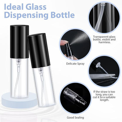 Yinder 25 Pcs 5 ml Travel Spray Bottle Refillable Perfume Atomizer Bulk Glass Mini Cologne Perfume Bottles Empty Fine Mist Portable Small Sample Containers, Black