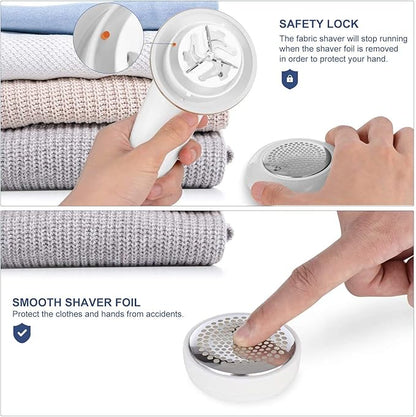 Lint Remover Shaver LtYioe Fabric Shaver USB Rechargeable Sweater Shaver Fabric Fuzz Remover with 2 Blades and Clean Brush, Battery Operated, Ergonomic Handle Design, Lightweight and Portable(Gold)