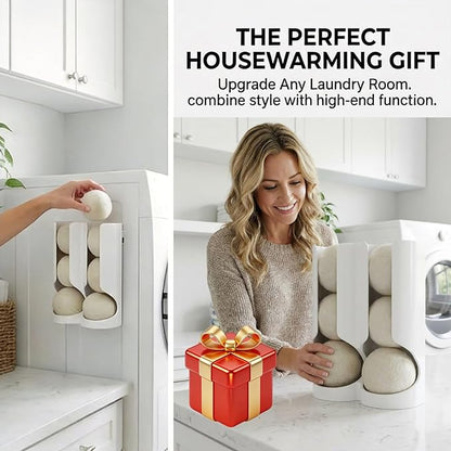 Magnetic Dryer Ball Holder for Laundry Room Organization - Space-Saving Wool Dryer Ball Storage Rack, Strong Magnet Mounts to Washer & Dryer, Holds 6+ Standard Balls, Two Ways to Use,Minimalist Design