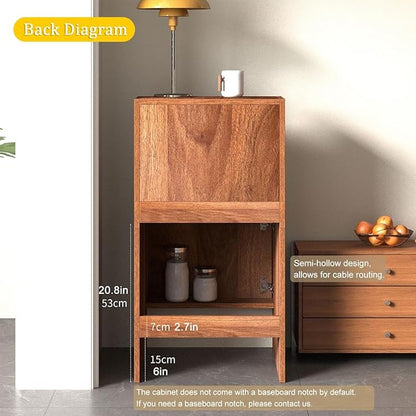 Robot Vacuum Stand Cabinet,Storage Cabinet with Doors and Drawers for Robot Vacuum Cleaner,Wood Bathroom Cabinet,Side Table for Living Room, Home Office(Brown,H100cm/39.3in)