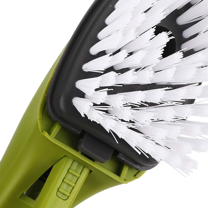 Zerodis Brushes Long Handle Scrub Brush Soap Dispening Tool Suitable for Sinks Countertops Grout Lines Pan Dish Washing Pot Brush with Pot (Green)