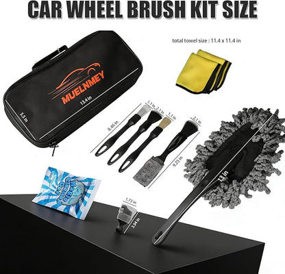 10PCS Car Detailing Brush Kit, Soft Boar Hair Brush, Car Interior Detail Brush, Fiber Brush, Car Dust Removal Brush, Car Cleaning Gel, Car Interior Cleaning Kit for Trucks, Cars, RVs, SUVs