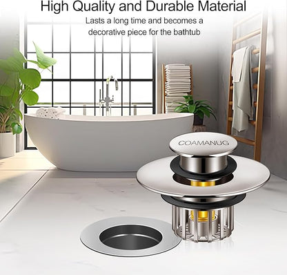 COAMANUG Bathtub Stopper | Pop-up Tub Stopper with Strainer, Shower Drain Hair Catcher | Bathroom Drain Plug | Drain Protector for 1-1/2 to 1-3/4" Bath Drain Hole