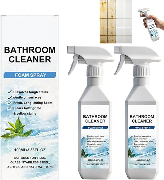 Scale Remover Bathroom Cleaner,Bathroom Descaler Foam Cleaner Spray,Fast-Acting Limescale Cleaner,Tiles, Glass, Stainless, Steel, Sinks (2pcs)