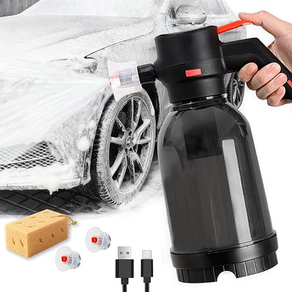 Electric Foam Sprayer for Car Washing, 130 PSI USB Rechargeable Cordless Foam Cannon, 2L Foam Pump Sprayer 2026 New Upgrade Black