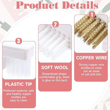 4pcs Nail Drill Wire Cleaner Brush Art Nail Bit Cleaning Brush Drill Bit for Nail Salon, Acrylic Nail Brush Tool Nail Tech Essentials Equipment Gel Nail Accessories