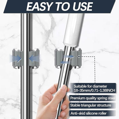 3-H Mop Holder 45 Pack,Brush Holder,Broom Holder Wall Mounted for Kitchen Bathroom Laundry Room Shed Garage Garden(Grey)