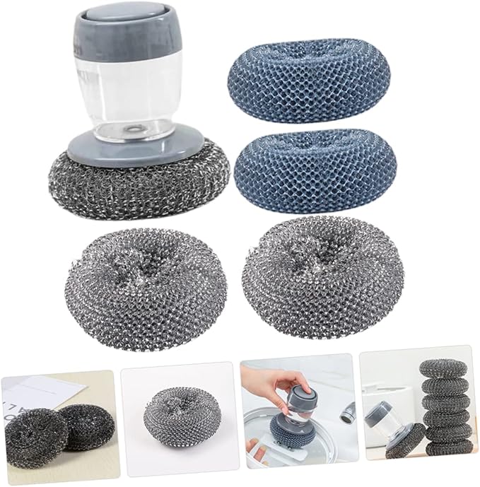Soap Dispensing Palm Brush Set Automatic Liquid Pot for Kitchen Cleaning Durable Bristles