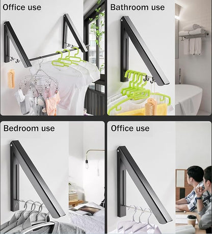 FOLAI 3-Piece Drill-Free Folding Clothes Drying Rack, 160cm Crossbar, Suitable for Bedroom, Bathroom, Indoor and Outdoor Use, Basics Folding Clothes Rack (Silver)