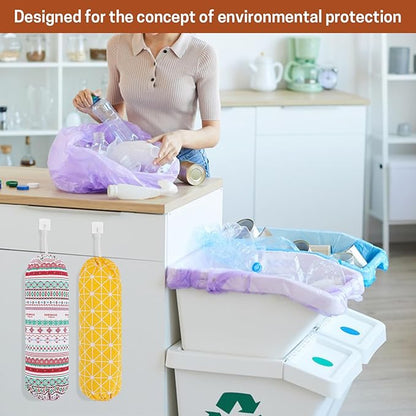 SWISSELITE 2Pcs Plastic Bag Holder, Reusable Grocery Bag Organizer, Wall Mount, 22x9 IN