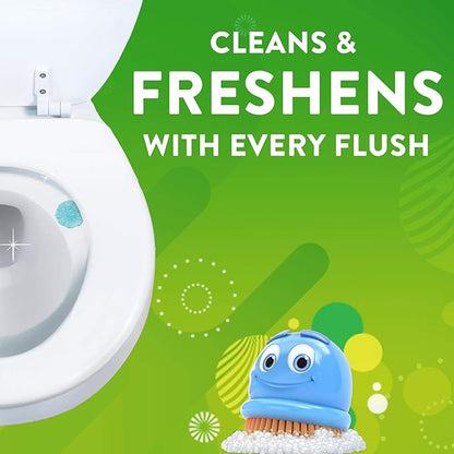 Scrubbing Bubbles Fresh Gel Toilet Bowl Cleaning Stamps, Helps Keep Toilet Clean and Helps Prevent Limescale & Rings, Rainshower Scent, 1 Dispenser with 6 Fresh Gel Stamps (Pack of 6)