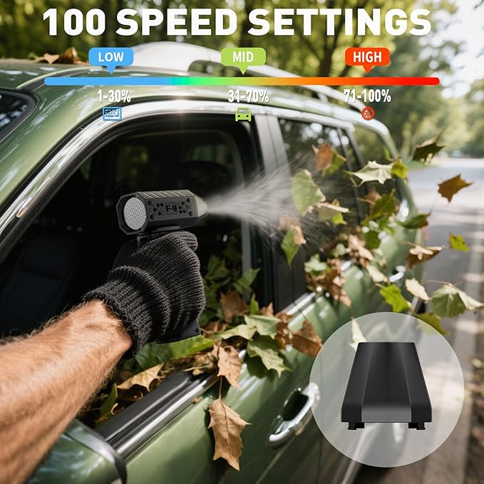 Electric Compressed Air Duster, 110,000RPM Cordless Portable Air Blower Mini Powerful Jet Dry Blower 100 Adjustable Speed Levels Rechargeable for Keyboard, PC, Car Cleaning