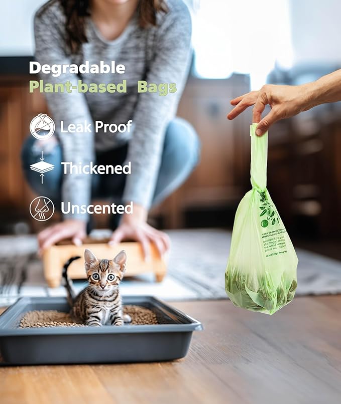 AYOTEE Compost Bags 1.6 Gallon with Handle Tie, 75 Count Compostable Trash Bags 1.6 Gallon Trash Bag, Small Biodegradable TrashBags Food Waste Liner, Small Compostable Bag for Kitchen Compost Bin