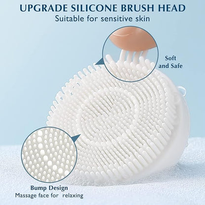 COSLUS Facial Cleansing Brush Silicone Face Scrubber: 7 in 1 FBS-D Electric Exfoliating Rotating Massage Device Waterproof Deep Cleaning Exfoliation Spa Machine - Electronic Skin Care Wash System