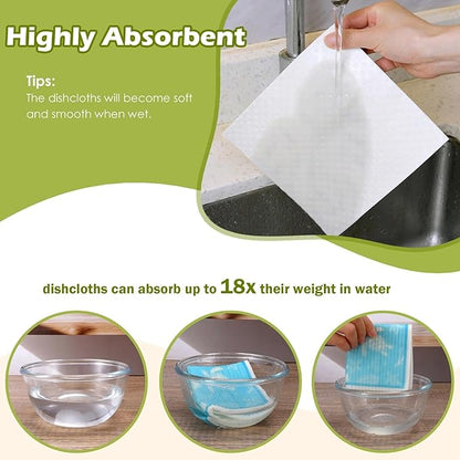 6 Packs Swedish Paper Cloths for Kitchen, Reusable Paper Towels Washable Dish Rags, Highly Absorbent Kitchen Towels Quick Drying Swedish Sponge Cleaning Dish Cloths (Ocean Series)