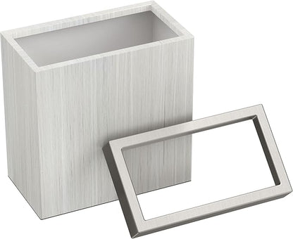 Gatco Small Bathroom Trash Can with Lid, Rectangle 3 Gallon Wastebasket, Under Sink, White Oak with Satin Nickel, for Bathroom, Bedroom, Office (1943SN)