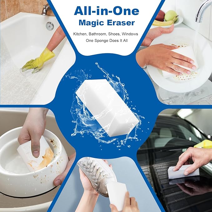 21-Pack Extra-Thick Melamine Sponges – 3.94" × 2.76" × 1.18" Durable Kitchen & Bathroom Cleaning Pads – Powerful, Non-Scratch, Water-Activated Magic Sponge