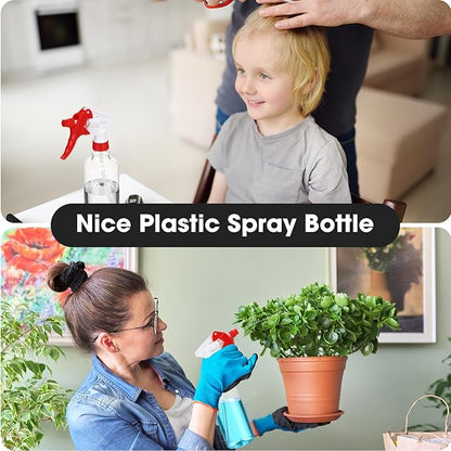 Eccliy 12 Pcs 16 Oz Plastic Spray Bottle, Adjustable Empty Reusable Sprayer for Cleaning, Planting, Water, Bathroom and Kitchen, BBQ, Commercial and Residential (Clear,Red)