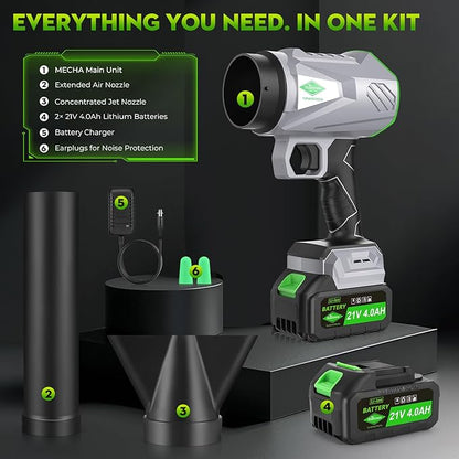 Leaf Blower Cordless with Battery and Charger,1000,000 RPM, 395CFM 1000G Power, Lightweight Handheld Design, Extended Nozzle,Blower for Patio Cleaning,Car Blowing Water, Blowing Leaves and Dust