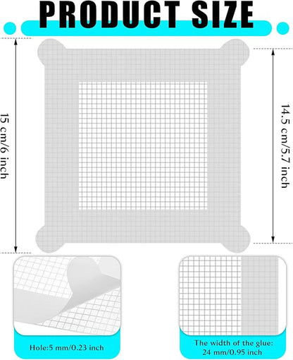 Chengu 50 Pcs 5.7 Inch Disposable Hair Catcher Shower Drain Stickers Square Mesh Shower Drain Catcher Cover Stickers Bathtub Stopper Decals with 5 mm Holes for Bathroom Kitchen Sink Filter Accessories