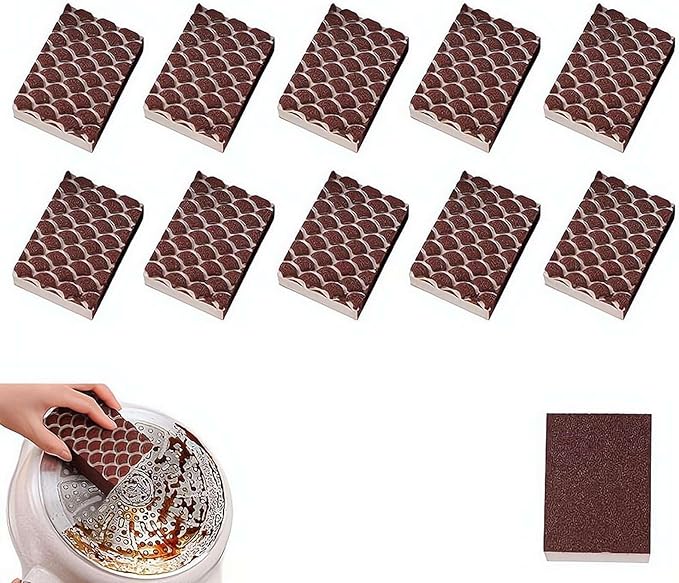 Magic Emery Cleaning Sponge Double Sided Scrubber for Kitchen Heavy Stain Removal Rust and Scale Eraser for Pots Sinks Ovens Cookware Kitchen Cleaning