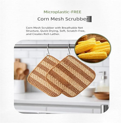 bomramtrove Zero Waste Home Starter Kit - Plant-Based Dish Soap Bar, Corn Scrubber, Bamboo Toothbrush, K-Beauty Mitt, Bio-PE Gloves - 13-Piece Eco Bundle, Plastic-Free Packaging, BPA Set