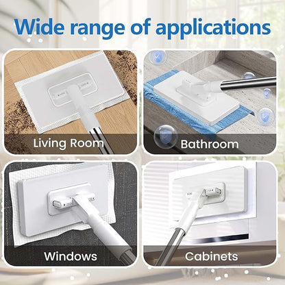 Snap Grip Mini Mop, 2026 Upgraded Disposable Dust Mop, Zero Touch Mini Mops, Convenient Cloth Changing Mops for Kitchen Counter, Foldable 130cm Adjustable Long Handle Mopping Stick (1 mop + 5 Cloths)
