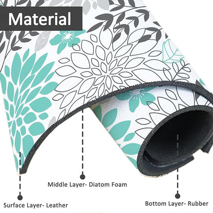 15" X 5.5" Kitchen Sink Splash Guard Faucet Mat Floral Super Absorbent Fast Drying Faucet Guard & Draining Mat Sink Splash Guard Behind Faucet for Kitchen, Bathroom