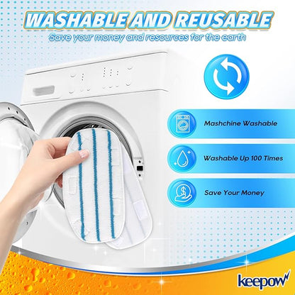 KEEPOW Steam Mop Pads Compatible with PurSteam ThermaPro 10-in-1 Steam Mop and ThermaPro 211 Steam Cleaner, Reusable Pur Steam Mop Replacement Pads for Multi-Surface Floor Cleaner (8 Pack)