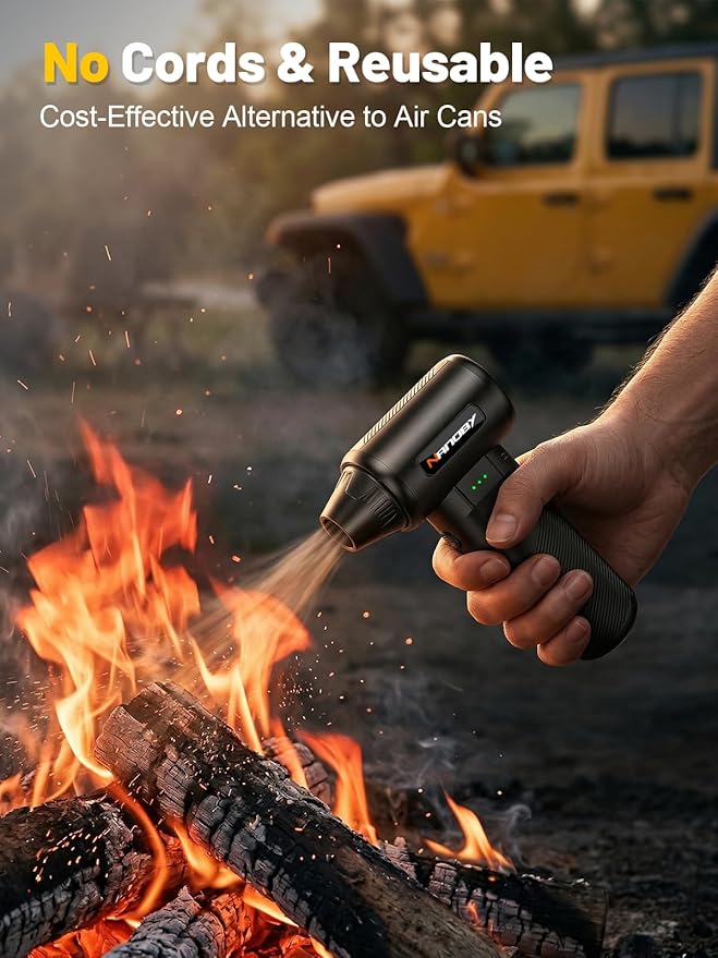 Electric Air Duster 130000RPM, Compressed Air Duster Cordless Rechargeable, 3-Speed Air Blower with 4 Nozzles, Keyboard Cleaner for PC Computer Electronics Car Cleaning
