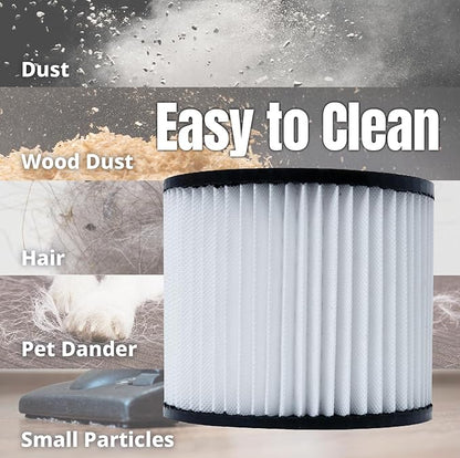 POWERTEC 90398 Cartridge Filters 4PK for Shop Vac, 9039800, 9039833 Type AA Replacement Filters, Fits Shop-Vac Most 4 Gallon and Less Wet/Dry Vacuum Cleaners (75083-P4)