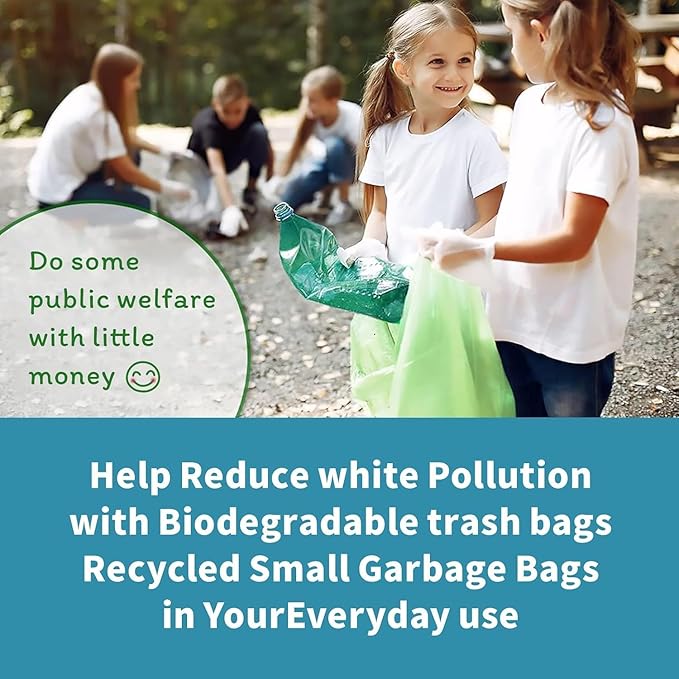 Small Trash Bags 1.2 Gallon - 120 Counts Bathroom Trash Bags, Mini 5L Garbage Bags Biodegradable Food Waste Bags, Compost Strong Bin Liner Recycle Rubbish Bag for Home Kitchen Office