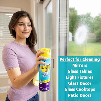 Invisible Glass 91160-6PK Premium Glass And Window Cleaner Aerosol Can Leaves Glass Streak Free And Residue Free With Improved Foaming Action, Pack Of 6