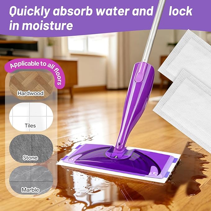 Spray Mop Pad Refill Compatible with Swiffer WetJet Multi Surface Cleaner, Disposable Multi-Layers Mopping Pads for All Hard Surface, Especially Hardwood Floor, High Thickness & High Absorbent, 40 pcs