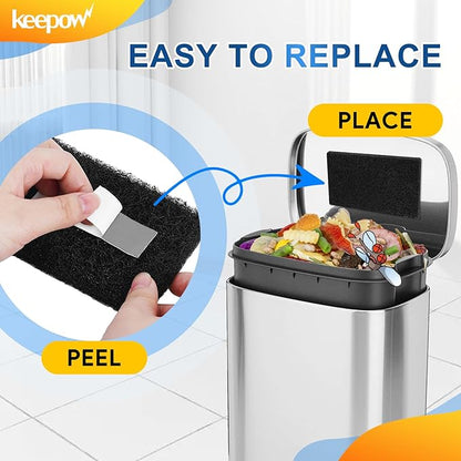 KEEPOW 12 Pack Trash Can Deodorizer Compost Bin Filter, Activated Charcoal Filter for Indoor Kitchen Compost Bucket, Trash Cans, Countertop and Recycle Bins