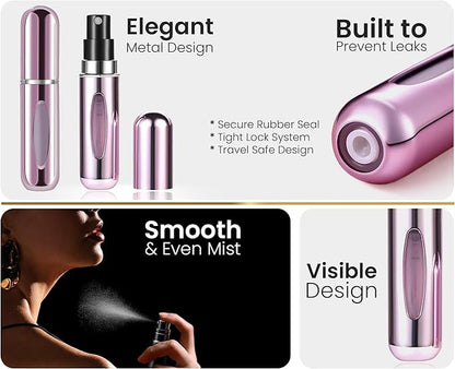 4 Pcs Refillable Perfume Atomizer, Travel Perfume Bottle Refillable and Leak-Proof, Portable Empty Cologne Atomizer, Mini Refillable Perfume Bottle for Pocket, Easy to Refill Decant Sprayer (8 ml)