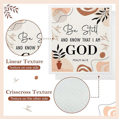 5 Pack Mixed Bible Verse Cross Swedish Kitchen Dishcloths Dish Towels, Religious Dish Towels for Kitchen, Swedish Dishcloth Christian, Paper Towels Reusable, Dish Cloth Towel Wipe for Home