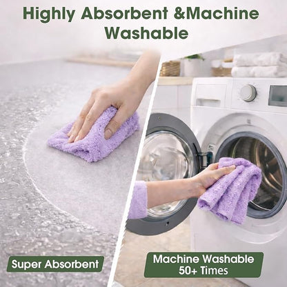 Microfiber Cleaning Cloth Roll - 100 Pack Tear Away Microfiber Paper Towels, Reusable, Washable, Scratch-Free, Kitchen Towels for Car, Home, Kitchen, Glass, Dishes (Light Purple)