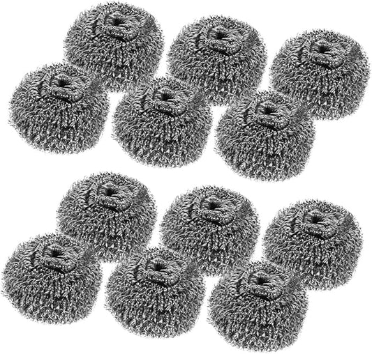 KICHOUSE 12 Pcs Kitchen Steel Scrubbers Durable Metal Cleaning Balls for Dishes Pots and Pans Exceptional Performance for Tough Grease and Grime Removal