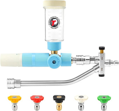 Tool Daily Foam Cannon with Dual Connector Accessory, Mini Foam Cannon for Pressure Washer, 5 Power Washer Nozzle Tips, 1/4" Quick Connect