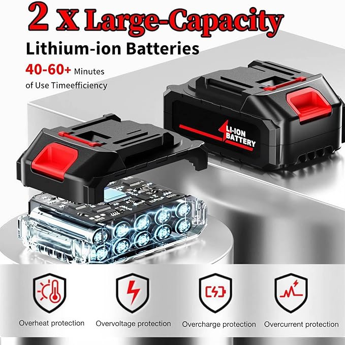 Cordless Leaf Blower, Lightweight Handheld Electric Dust Cleaner Blower with Adjustable Speed, Battery Powered Leaf Blowers for Lawn Care, Patio Cleaning & Blowing Drying with 2 x21V Batteries Powered