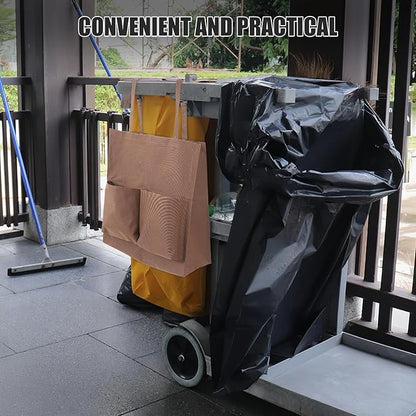 Janitorial Cart Bag Replacement with Straps 17.71X15.74X7.87In Durable Cloth Cleaning Tote for Janitorial Cart Utility Trash Collection and Housekeeping Supplies