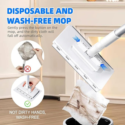 2026 New Snap Grip Mini Mop, Automatic Cloth Changing Mini Mops, 40inches Wet & Dry Click Mops for House Wall Window Bathroom Toilet Corners Door (1*mop+5*Cloth)