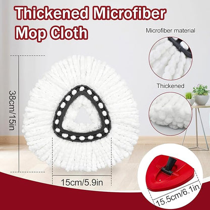 Mop Head Replacements Compatible with OCedar EasyWring, 6 Packs Mops Heads with 1PCS Scrub Brush and 1PCS Spin Mop Base, Dry and Wet for Hard-Surfaced Floors