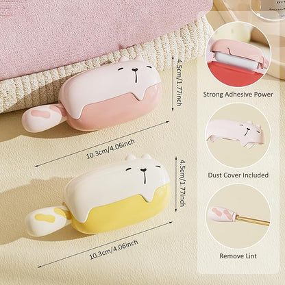 Portable Washable Lint Roller– Reusable Lint Roller,Travel Size,Cute Bear Shape Ball Remover,Extra Sticky for Pet Hair,Fuzz, Dust & Clothes(Set of 2)