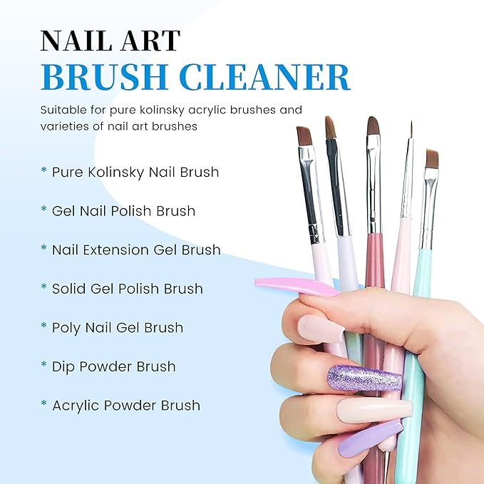 40ml Nail Brushs Cleaner Easy to Clean Brushes Professional Nail Brush Cleaner for Gel and Acrylic Nail Brush Cleaning or Home Nail Salons (1pcs)