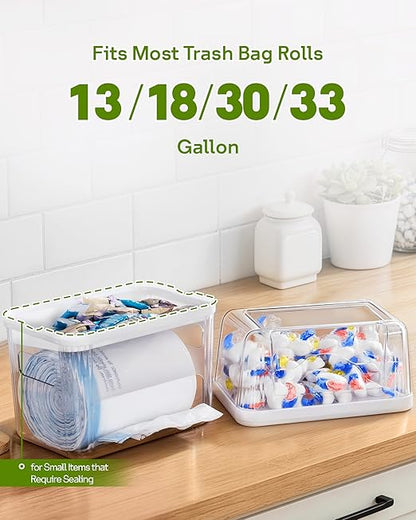 Kaen Trash Bag Dispenser & Dishwasher Pod Organizer, 3 in 1 Large Garbage Bag Dispenser, Trash Bag Holder, Clear Garbage Bags Storage Box, Laundry Room Organizer, Under Sink Organizers