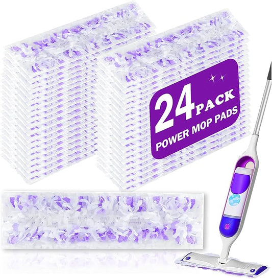24 Pack Power Mop Pads for Swiffer Power Mop - 5X Cleaning Power Mop Pads for All Multi-Surface Hardwood Floor Cleaning, for Swiffer Wet Pads Refill, 12 Layers Thickened Durable | Heavy-Duty Absorbent